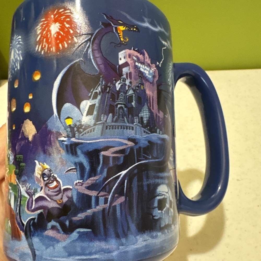 Walt Disney World Parks Blue Mug Little Mermaid, Tangled, Snow White Icons Rides - Picture 8 of 14